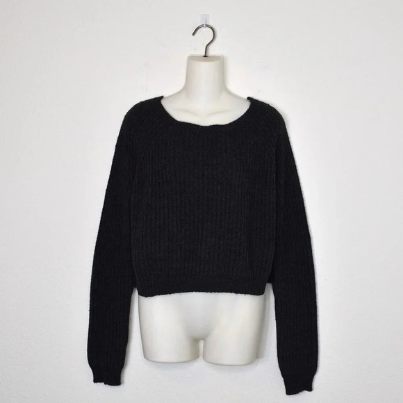Brandy Melville Cable Knit Sweater Sz O/S Crop Wool Blend Neutral Minimalist - Picture 1 of 15